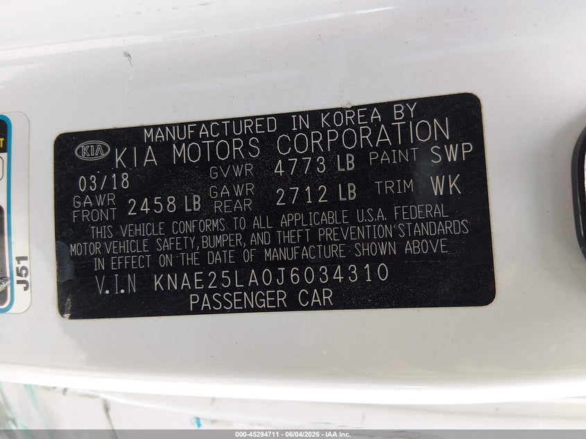 2018 Kia Stinger VIN KNAE25LA0J6034310 IAAI salvage auction — SIDE, Salvage (New Mexico), sold $7,100 on 2026-07-22 (photo 9)