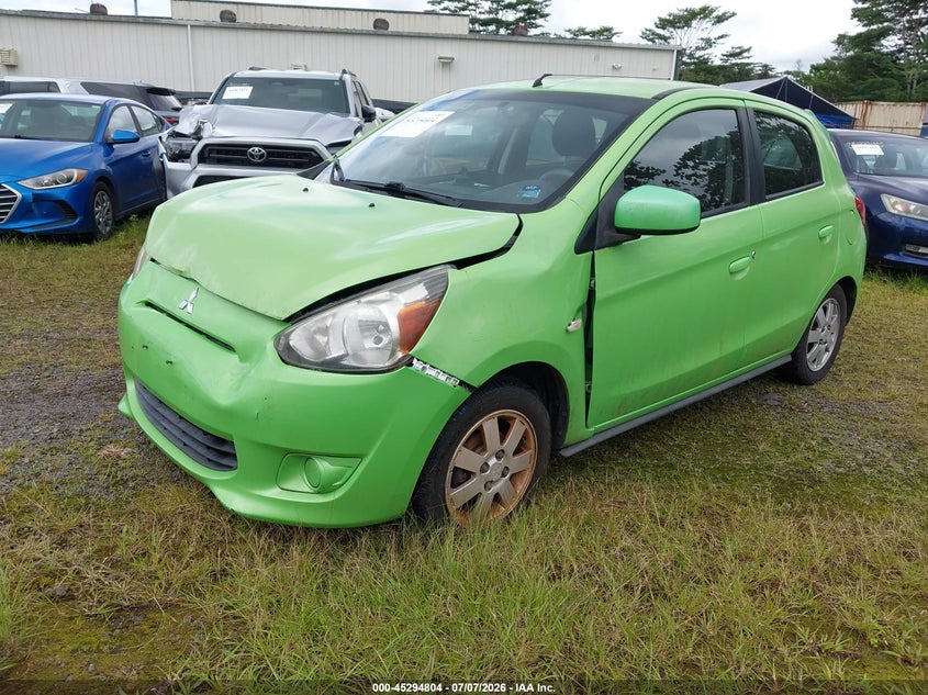 2014 Mitsubishi Mirage VIN ML32A3HJ6EH002948 IAAI salvage auction — FRONT & REAR, Salvage (Hawaii), sold $50 on 2026-07-21 (photo 2)