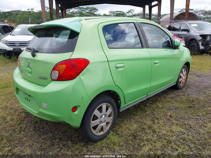 2014 Mitsubishi Mirage VIN ML32A3HJ6EH002948 IAAI salvage auction — FRONT & REAR, Salvage (Hawaii), sold $50 on 2026-07-21 (photo 4)
