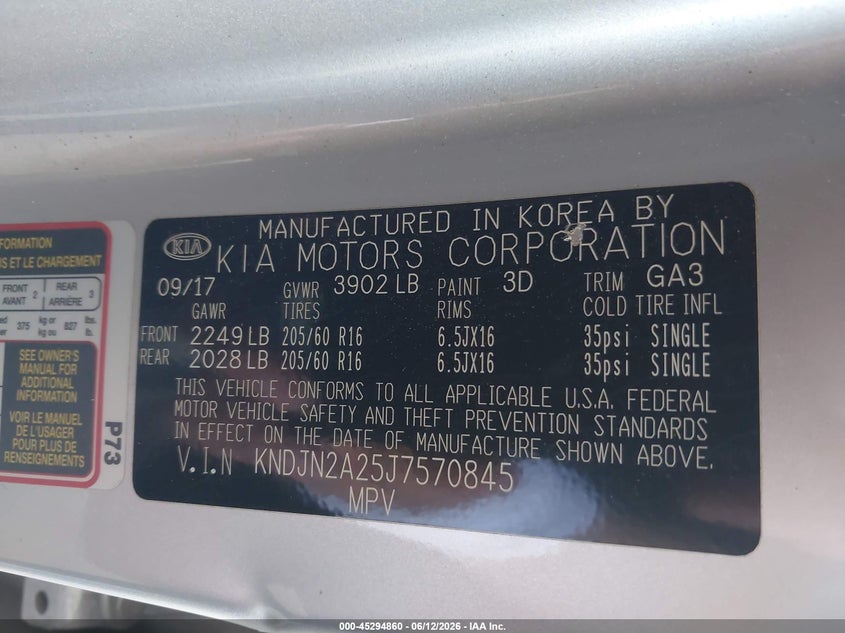 2018 Kia Soul VIN KNDJN2A25J7570845 IAAI salvage auction — FRONT END, Salvage (California), sold $1,125 on 2026-07-28 (photo 9)