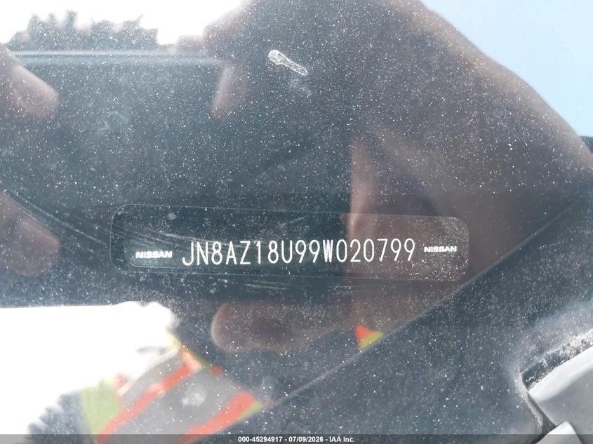 2009 Nissan Murano VIN JN8AZ18U99W020799 IAAI salvage auction — NORMAL WEAR, Clear (Georgia), sold $250 on 2026-07-31 (photo 9)