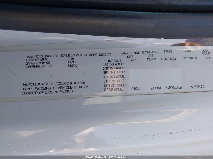 2017 Freightliner M2 106 VIN 3ALACXDT2HDJG1896 IAAI salvage auction — NORMAL WEAR, Clear (North Carolina), sold $2,850 on 2026-07-08 (photo 4)