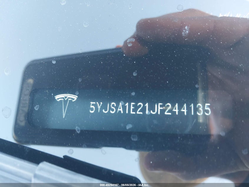 2018 Tesla Model s VIN 5YJSA1E21JF244135 IAAI salvage auction — FRONT END, Salvage Title, sold $7,950 on 2026-07-16 (photo 9)