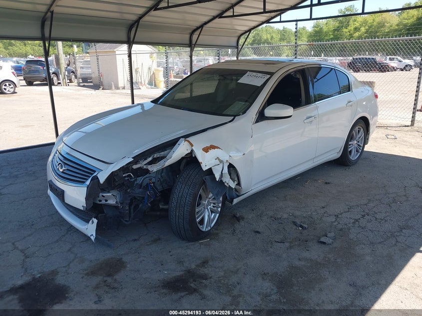 2012 Infiniti G VIN JN1CV6AR4CM973042 IAAI salvage auction — LEFT FRONT, Salvage Title, sold $650 on 2026-07-09 (photo 2)