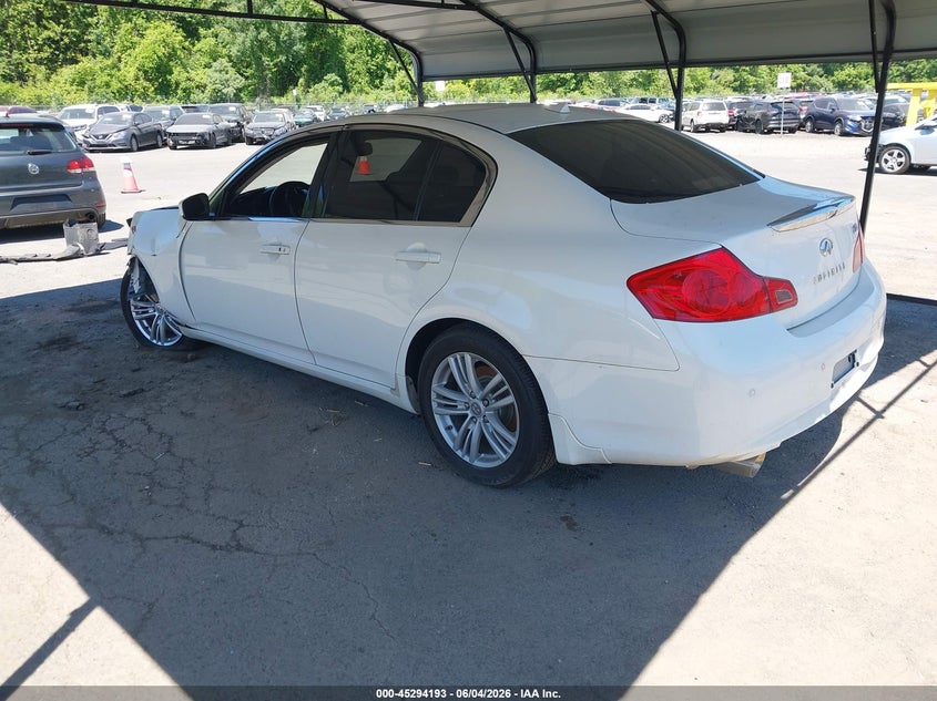 2012 Infiniti G VIN JN1CV6AR4CM973042 IAAI salvage auction — LEFT FRONT, Salvage Title, sold $650 on 2026-07-09 (photo 3)