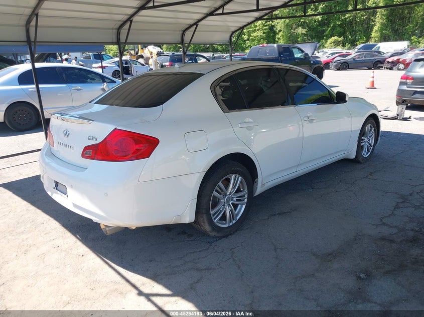 2012 Infiniti G VIN JN1CV6AR4CM973042 IAAI salvage auction — LEFT FRONT, Salvage Title, sold $650 on 2026-07-09 (photo 4)
