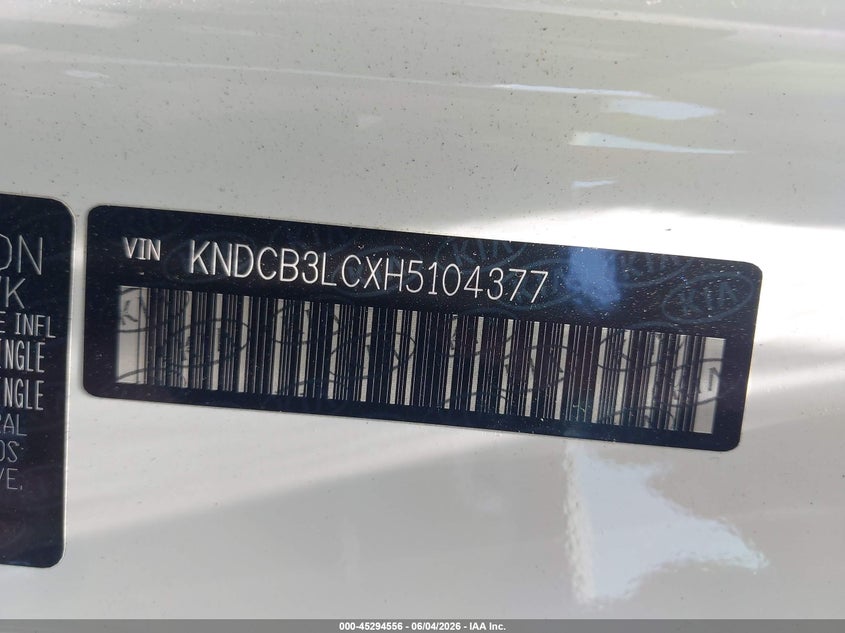 2017 Kia Niro VIN KNDCB3LCXH5104377 IAAI salvage auction — REAR END, Salvage Title, sold $1,950 on 2026-07-17 (photo 9)