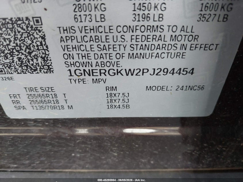 2023 Chevrolet Traverse VIN 1GNERGKW2PJ294454 IAAI salvage auction — SIDE, Salvage Title, sold $7,200 on 2026-07-09 (photo 9)