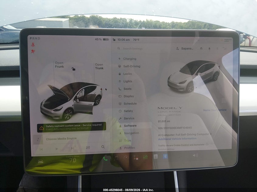 2021 Tesla Model y VIN 5YJYGDEE4MF104945 IAAI salvage auction — LEFT SIDE, Salvage Title, sold $10,300 on 2026-07-07 (photo 7)