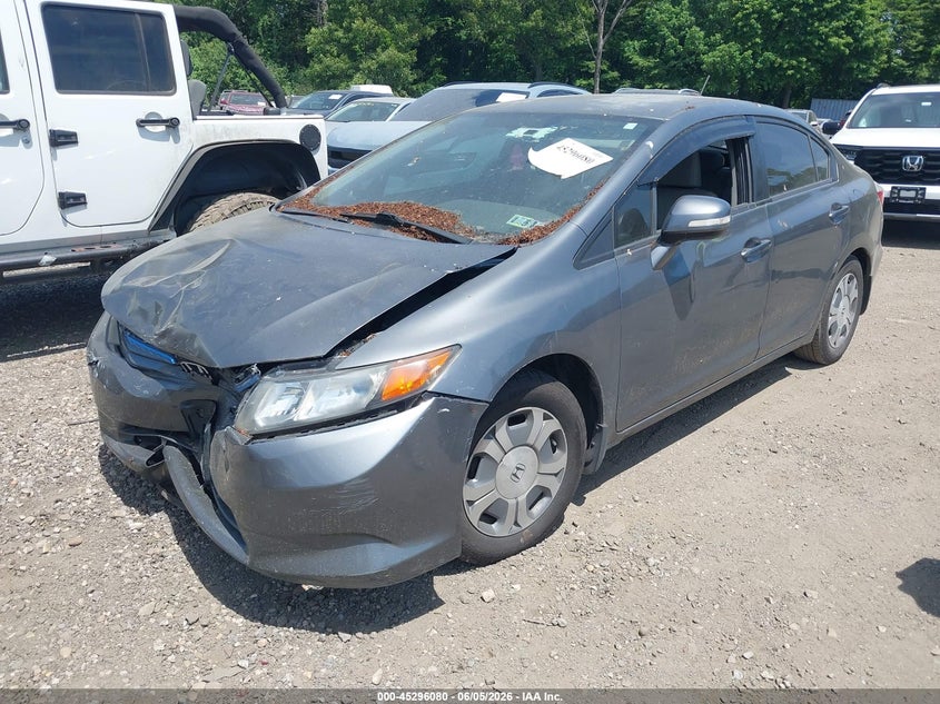 2012 Honda Civic hybrid VIN JHMFB4F3XCS009373 IAAI salvage auction — NORMAL WEAR, Clear (Pennsylvania), sold $600 on 2026-07-21 (photo 2)