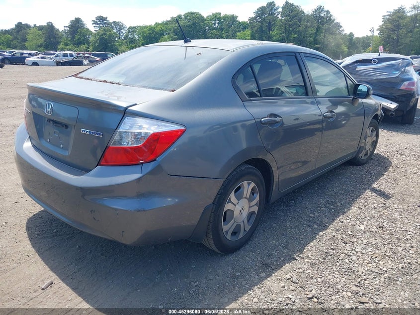 2012 Honda Civic hybrid VIN JHMFB4F3XCS009373 IAAI salvage auction — NORMAL WEAR, Clear (Pennsylvania), sold $600 on 2026-07-21 (photo 4)