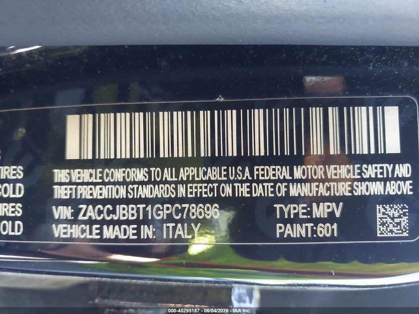 2016 Jeep Renegade VIN ZACCJBBT1GPC78696 IAAI salvage auction — NORMAL WEAR, Clear (Massachusetts), sold $375 on 2026-07-28 (photo 9)