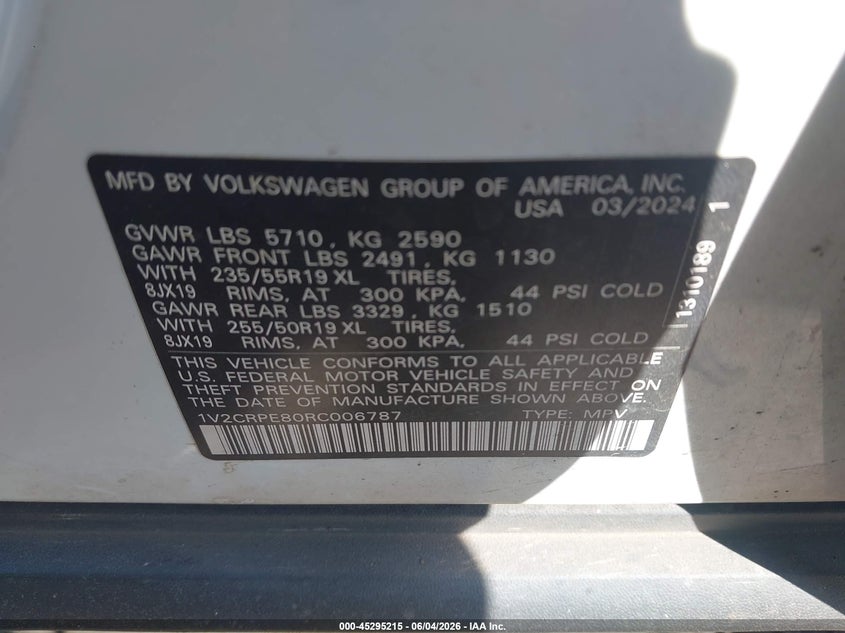 2024 Volkswagen Id.4 VIN 1V2CRPE80RC006787 IAAI salvage auction — RIGHT SIDE, Salvage Title, sold $8,700 on 2026-07-30 (photo 9)