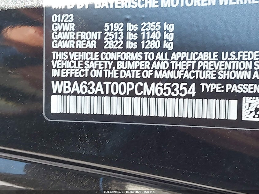 2023 BMW 4er VIN WBA63AT00PCM65354 IAAI salvage auction — FRONT END, Mv-907A (New York), sold $10,200 on 2026-07-14 (photo 9)