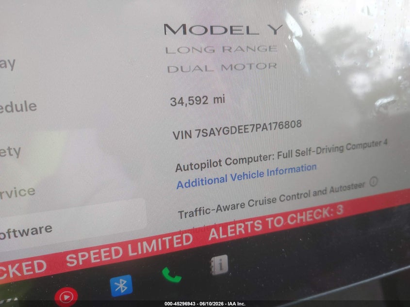 2023 Tesla Model y VIN 7SAYGDEE7PA176808 IAAI salvage auction — LEFT REAR, Salvage Title, sold $13,700 on 2026-07-09 (photo 7)