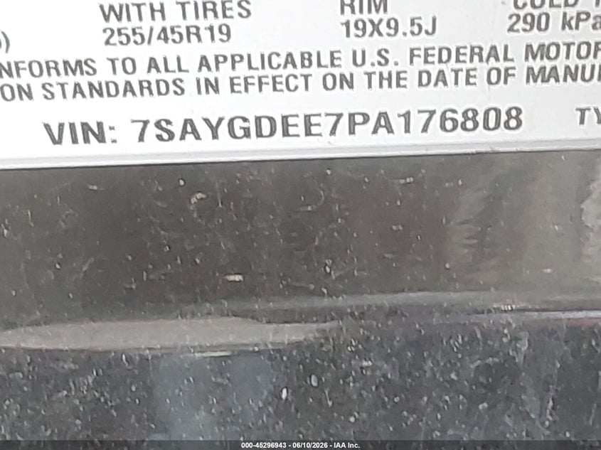 2023 Tesla Model y VIN 7SAYGDEE7PA176808 IAAI salvage auction — LEFT REAR, Salvage Title, sold $13,700 on 2026-07-09 (photo 9)