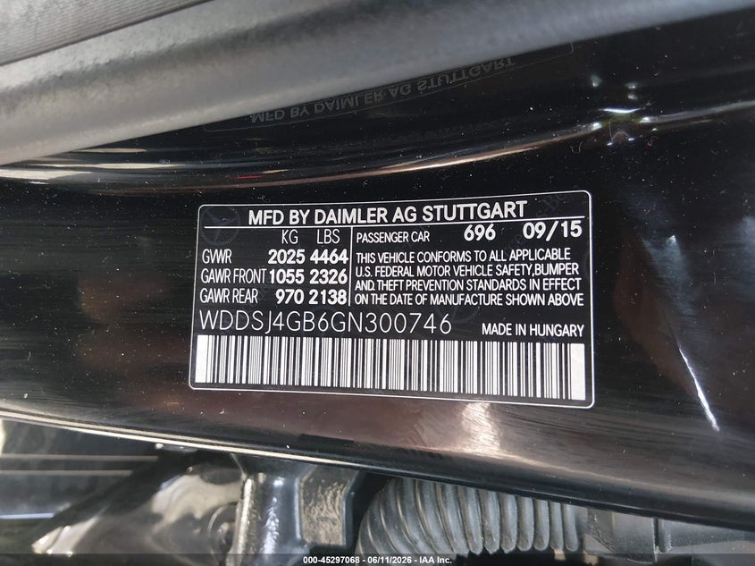 2016 Mercedes-benz Cla-klasse VIN WDDSJ4GB6GN300746 IAAI salvage auction — FRONT END, Salvage (Massachusetts), sold $1,450 on 2026-08-15 (photo 9)