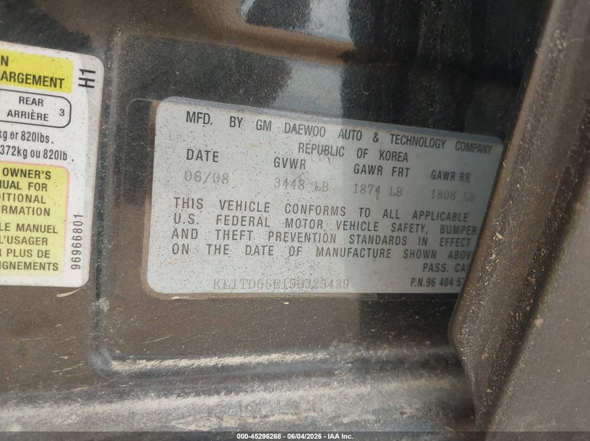 2009 Chevrolet Aveo VIN KL1TD66E19B323439 IAAI salvage auction — LEFT FRONT, Salvage (Missouri), sold $150 on 2026-07-20 (photo 9)