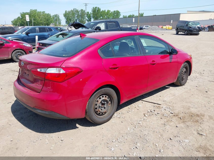 2016 Kia Forte VIN KNAFK4A6XG5475700 IAAI salvage auction — LEFT REAR, Salvage Title, sold $550 on 2026-07-22 (photo 4)