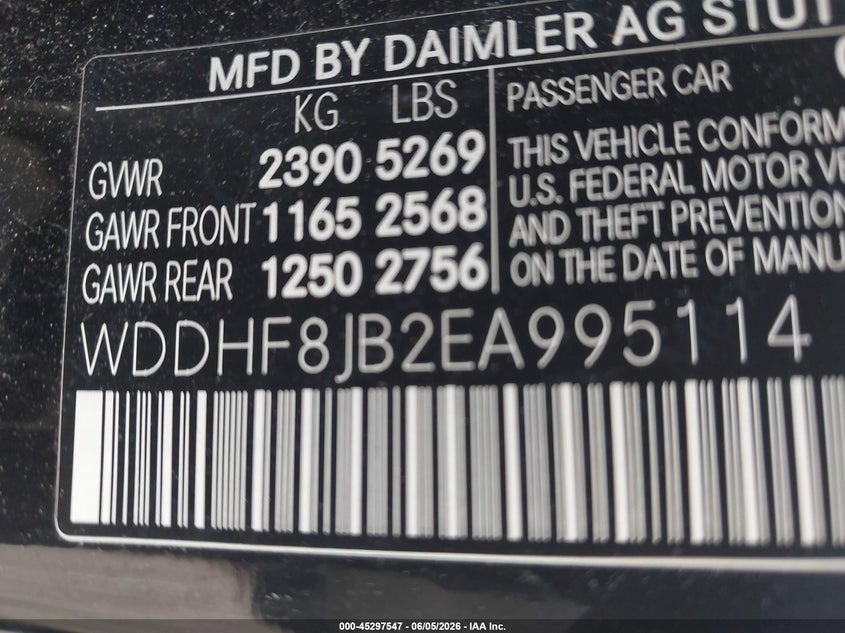 2014 Mercedes-benz E-klasse VIN WDDHF8JB2EA995114 IAAI salvage auction — FRONT END, Salvage (Minnesota), sold $2,100 on 2026-08-05 (photo 9)