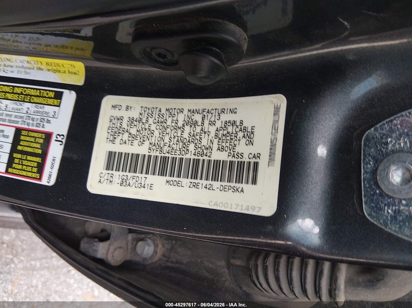 2013 Toyota Corolla VIN 5YFBU4EE3DP146042 IAAI salvage auction — FRONT END, Salvage (Missouri), sold $25 on 2026-07-30 (photo 9)