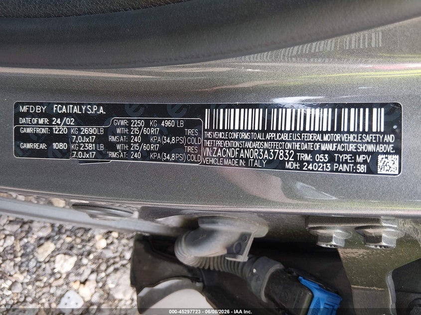 2024 Dodge Hornet VIN ZACNDFAN0R3A37832 IAAI salvage auction — FRONT END, Salvage Title, sold $2,825 on 2026-07-15 (photo 9)