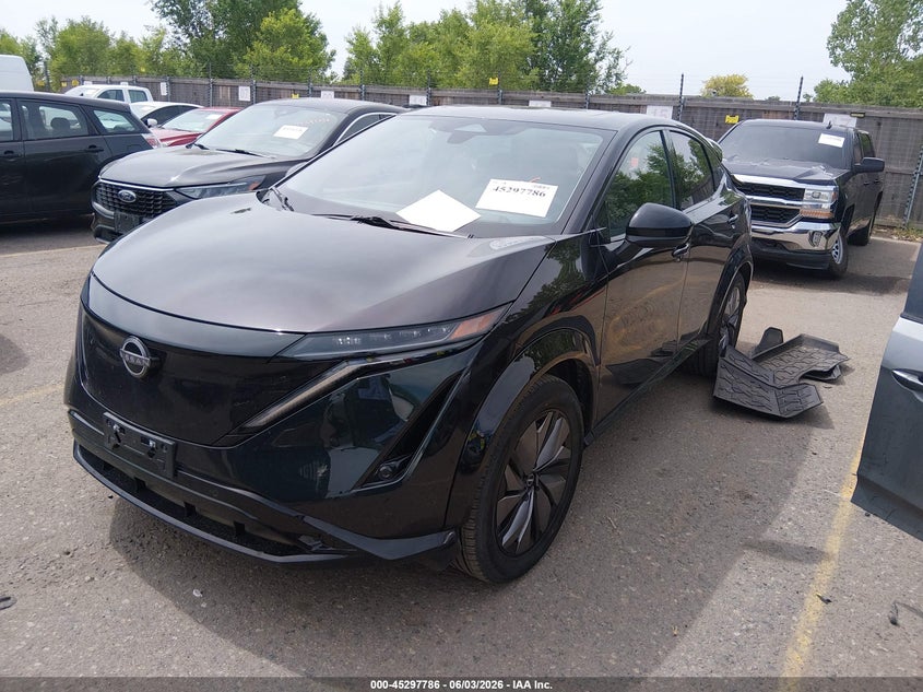 2025 Nissan Ariya VIN JN8DF0BF9SM768948 IAAI salvage auction — FRONT & REAR, Salvage Title, sold $9,250 on 2026-07-28 (photo 2)