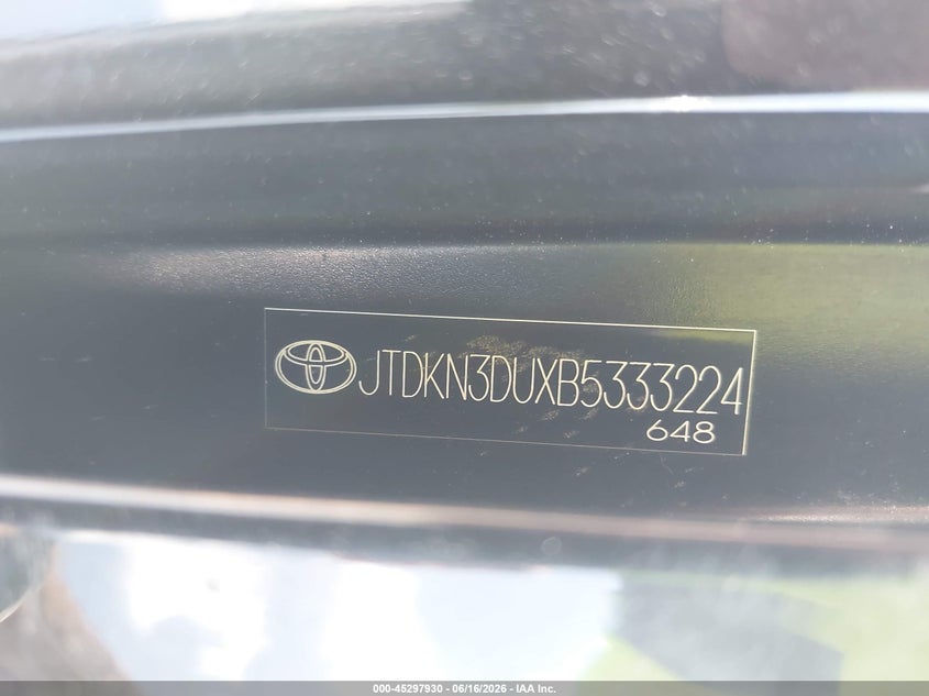 2011 Toyota Prius VIN JTDKN3DUXB5333224 IAAI salvage auction — BIO HAZARD, Salvage (Texas), sold $625 on 2026-07-07 (photo 9)