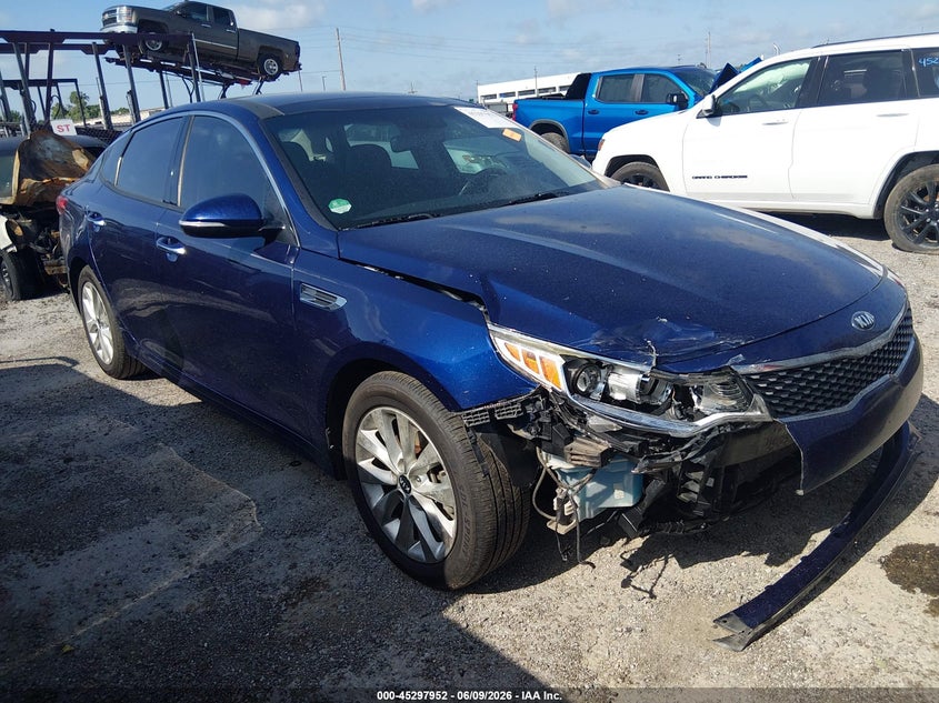 2018 Kia Optima VIN 5XXGT4L36JG240723 IAAI salvage auction — FRONT END, Salvage Title, sold $750 on 2026-07-14 (photo 1)