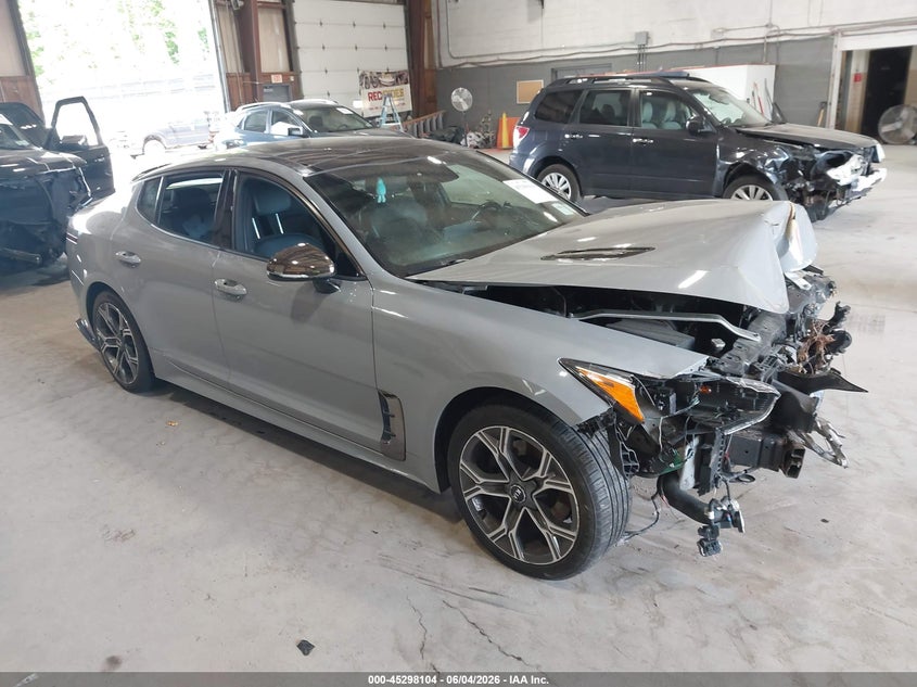 2021 Kia Stinger VIN KNAE15LA5M6094106 IAAI salvage auction — FRONT END, Salvage Title, sold $1,350 on 2026-07-15 (photo 1)