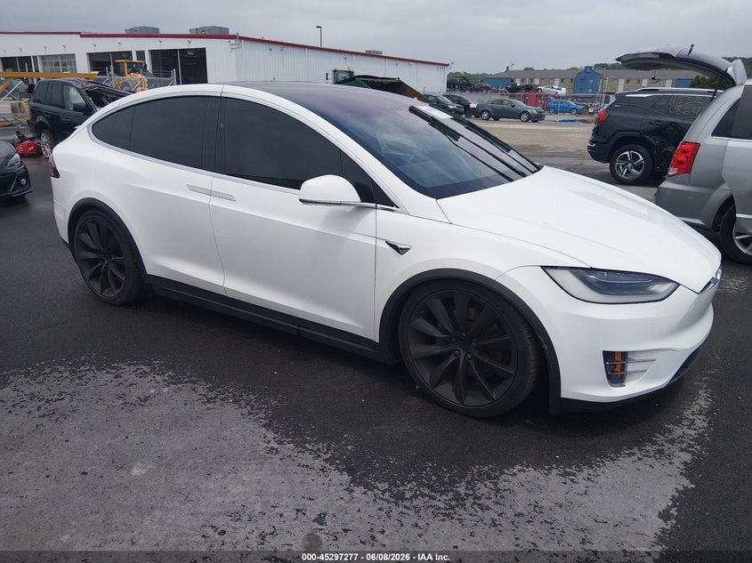 2017 Tesla Model x VIN 5YJXCBE27HF024899 IAAI salvage auction — REAR END, Salvage Title, sold $8,700 on 2026-07-20 (photo 1)