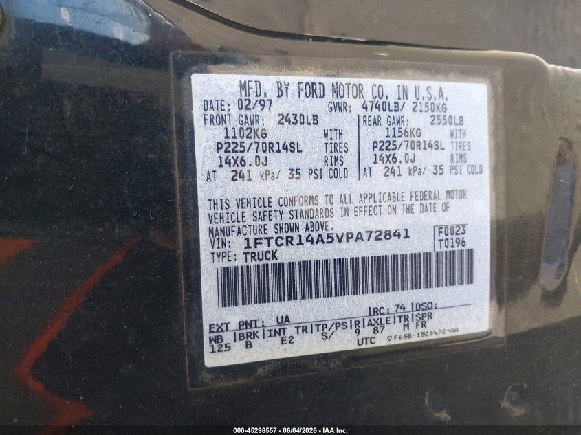 1997 Ford Ranger VIN 1FTCR14A5VPA72841 IAAI salvage auction — RIGHT FRONT, Salvage (Oregon), sold $175 on 2026-07-09 (photo 9)