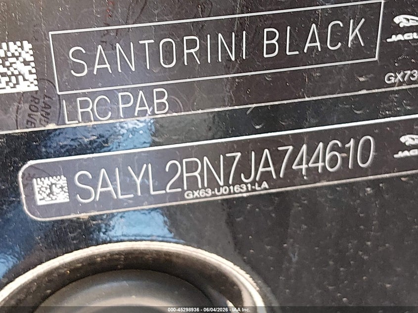 2018 Land rover Range rover velar VIN SALYL2RN7JA744610 IAAI salvage auction — NORMAL WEAR, Original (Texas), sold $8,775 on 2026-07-29 (photo 9)