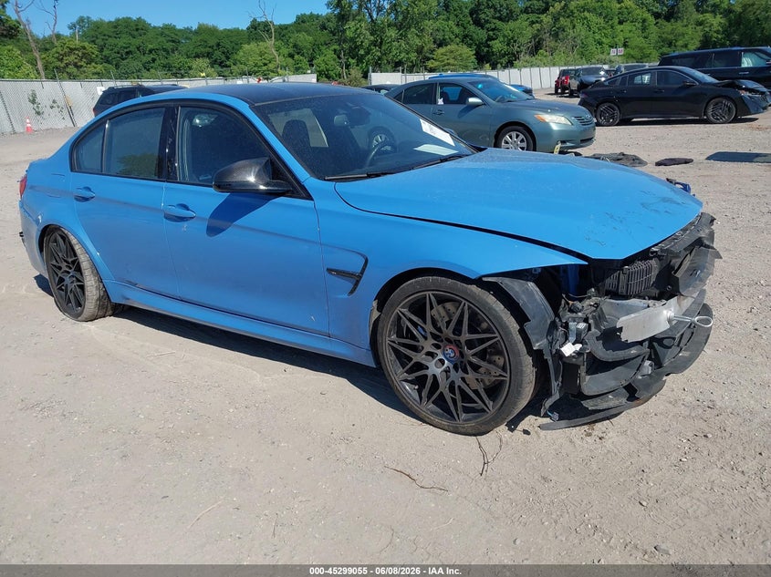 2018 BMW M3 VIN WBS8M9C52J5J79447 IAAI salvage auction — FRONT & REAR, Salvage (New Jersey), sold $22,200 on 2026-08-03 (photo 1)