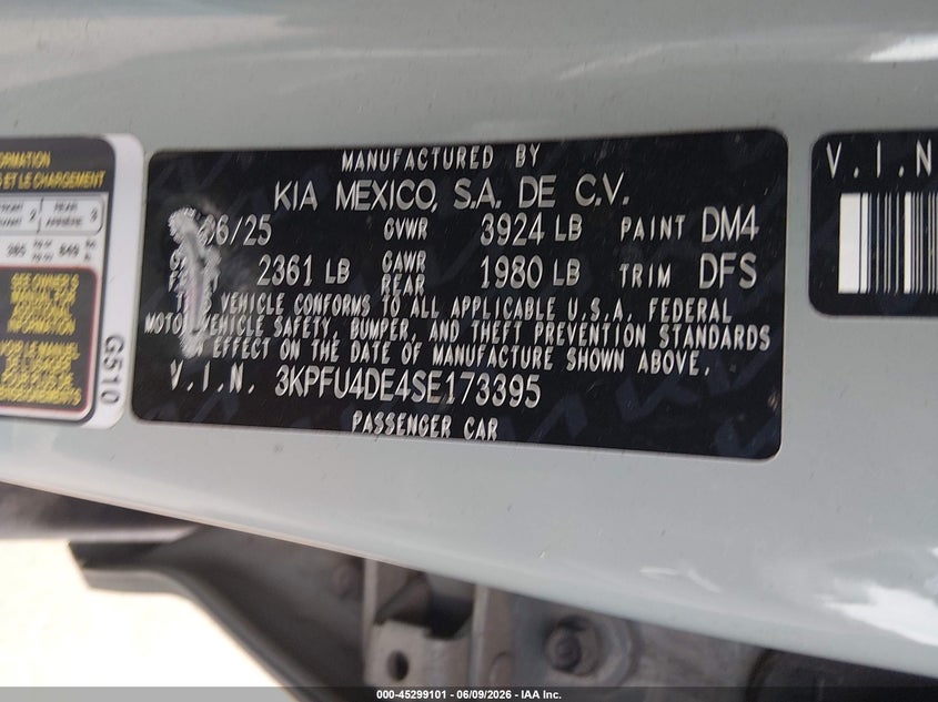 2025 Kia K4 VIN 3KPFU4DE4SE173395 IAAI salvage auction — SIDE, Salvage (Ohio), sold $7,150 on 2026-07-28 (photo 9)