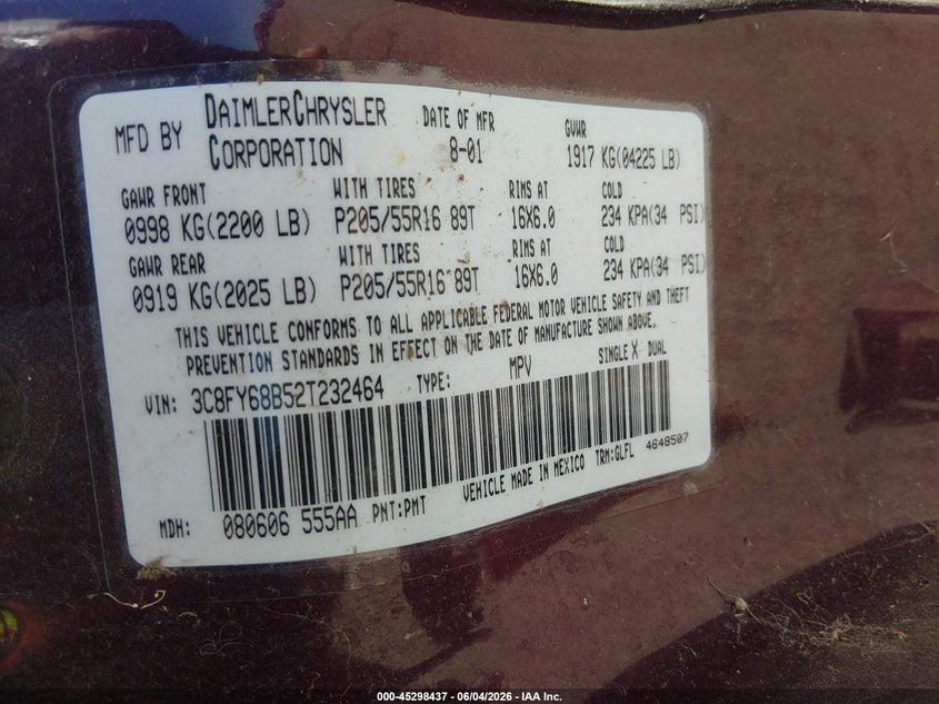 2002 Chrysler Pt cruiser VIN 3C8FY68B52T232464 IAAI salvage auction — NORMAL WEAR, Salvage Title - Dealer (California), sold $225 on 2026-07-08 (photo 9)