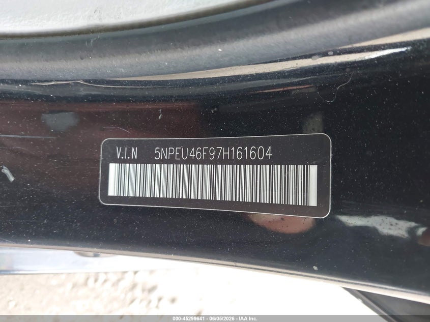 2007 Hyundai Sonata VIN 5NPEU46F97H161604 IAAI salvage auction — FRONT END, Bill Of Sale (Washington), sold $275 on 2026-07-07 (photo 9)