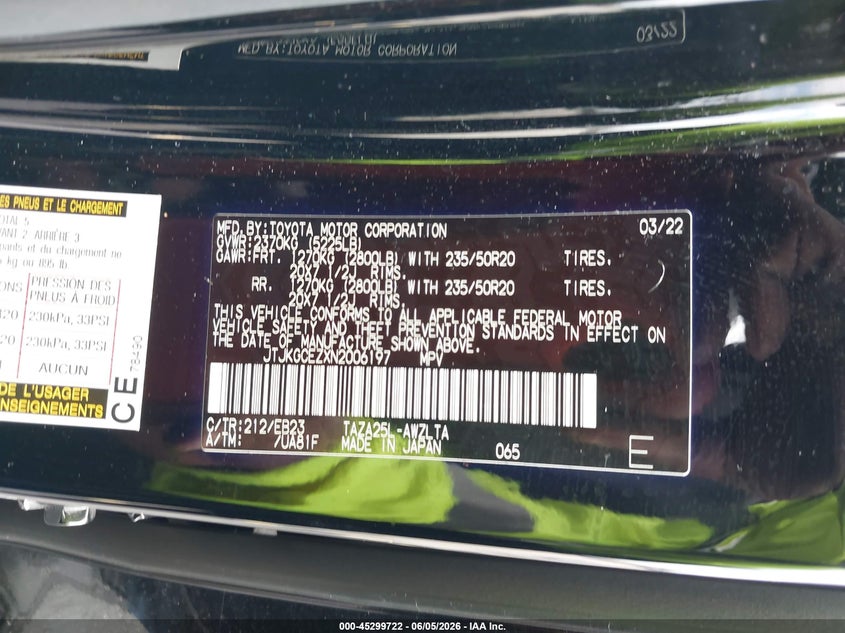 2022 Lexus Nx VIN JTJKGCEZXN2006197 IAAI salvage auction — RIGHT SIDE, Wait Title, sold $18,650 on 2026-08-27 (photo 9)