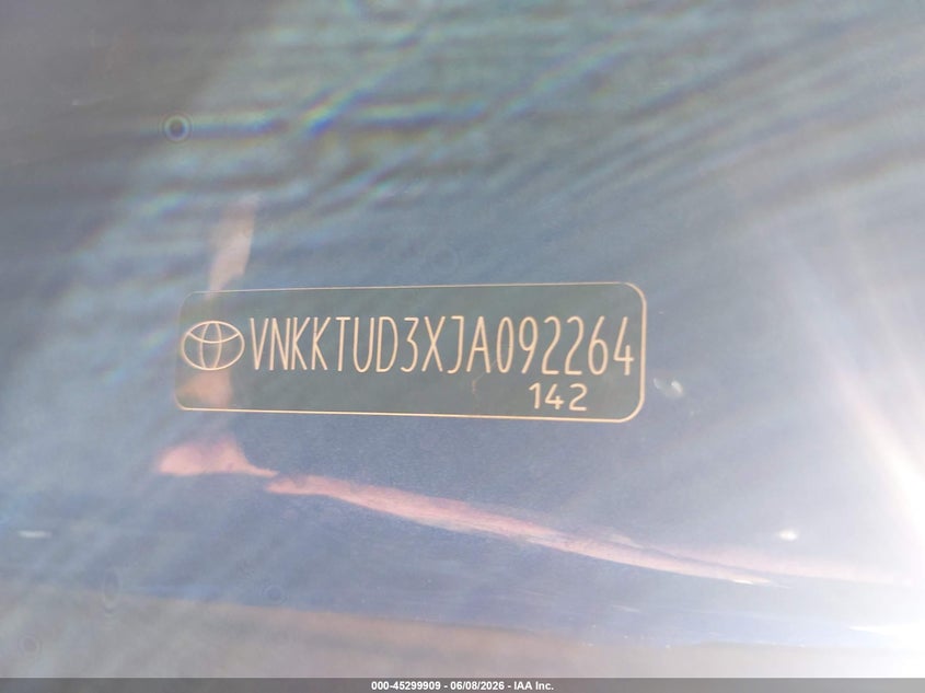 2018 Toyota Yaris VIN VNKKTUD3XJA092264 IAAI salvage auction — LEFT SIDE, Salvage Title, sold $3,550 on 2026-07-22 (photo 9)