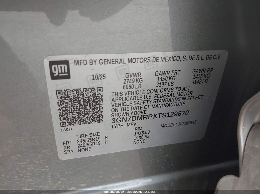 2026 Chevrolet Equinox VIN 3GN7DMRPXTS129670 IAAI salvage auction — REAR END, Salvage Title, sold $6,900 on 2026-07-10 (photo 9)
