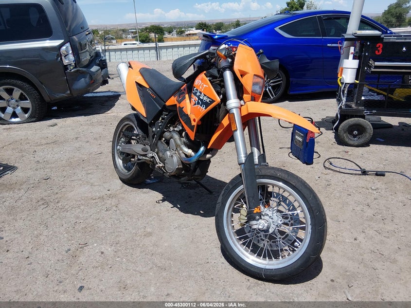 2006 Ktm 625 VIN VBKEXN4056M700718 IAAI salvage auction — ROLLOVER, Salvage (New Mexico), sold $950 on 2026-07-07 (photo 1)