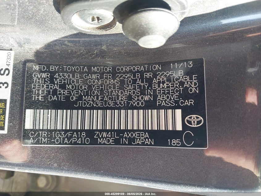 2014 Toyota Prius v VIN JTDZN3EU3E3317900 IAAI salvage auction — ENGINE DAMAGE, Salvage Title, sold $1,700 on 2026-07-29 (photo 9)