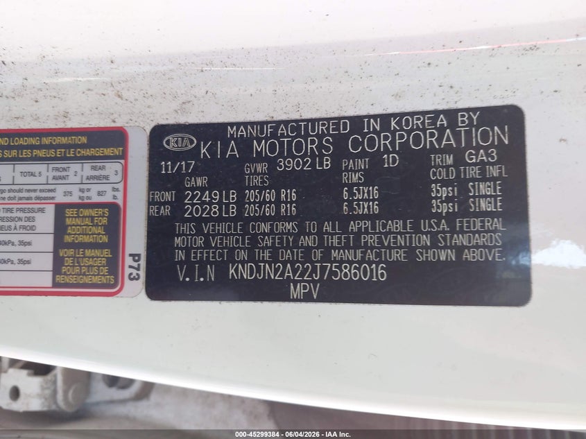 2018 Kia Soul VIN KNDJN2A22J7586016 IAAI salvage auction — SIDE, Junk (Oklahoma), sold $1,200 on 2026-08-01 (photo 9)