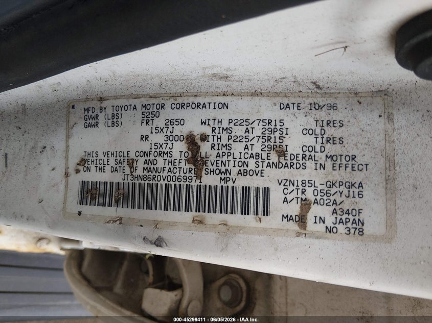 1997 Toyota 4runner VIN JT3HN86R0V0069971 IAAI salvage auction — NORMAL WEAR, Clear (Illinois), sold $425 on 2026-07-08 (photo 9)