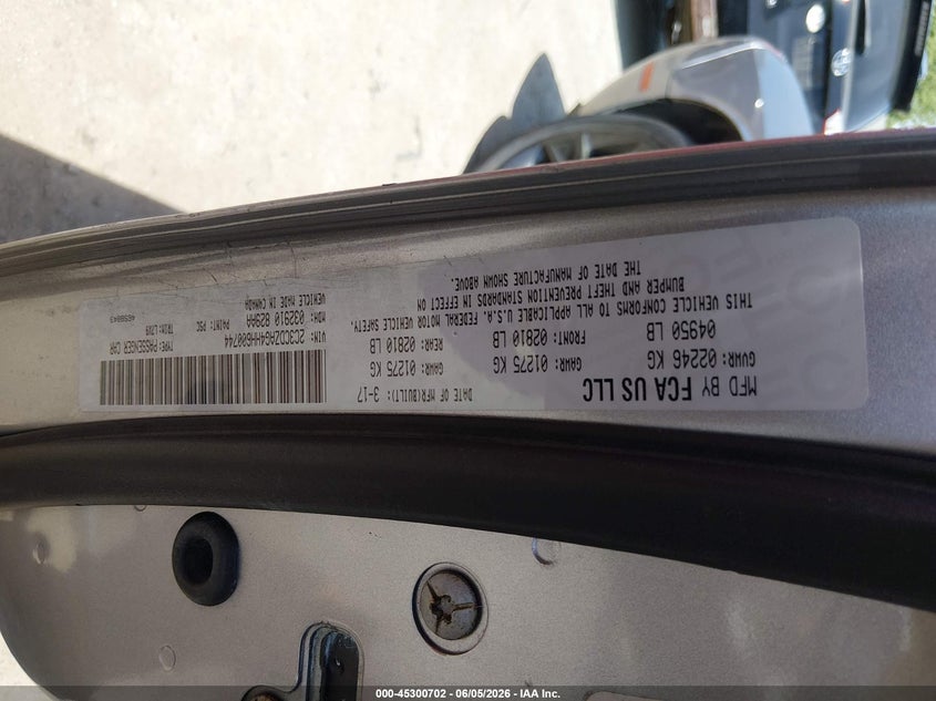 2017 Dodge Challenger VIN 2C3CDZAG4HH600744 IAAI salvage auction — REAR END, Salvage Title, sold $1,750 on 2026-07-22 (photo 9)