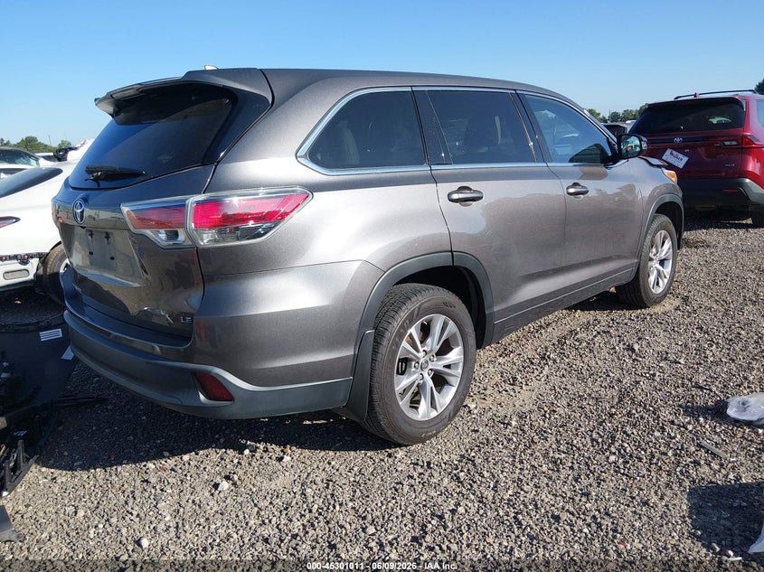 2016 Toyota Highlander VIN 5TDZKRFH2GS186229 IAAI salvage auction — FRONT END, Salvage Title, sold $6,250 on 2026-07-15 (photo 4)