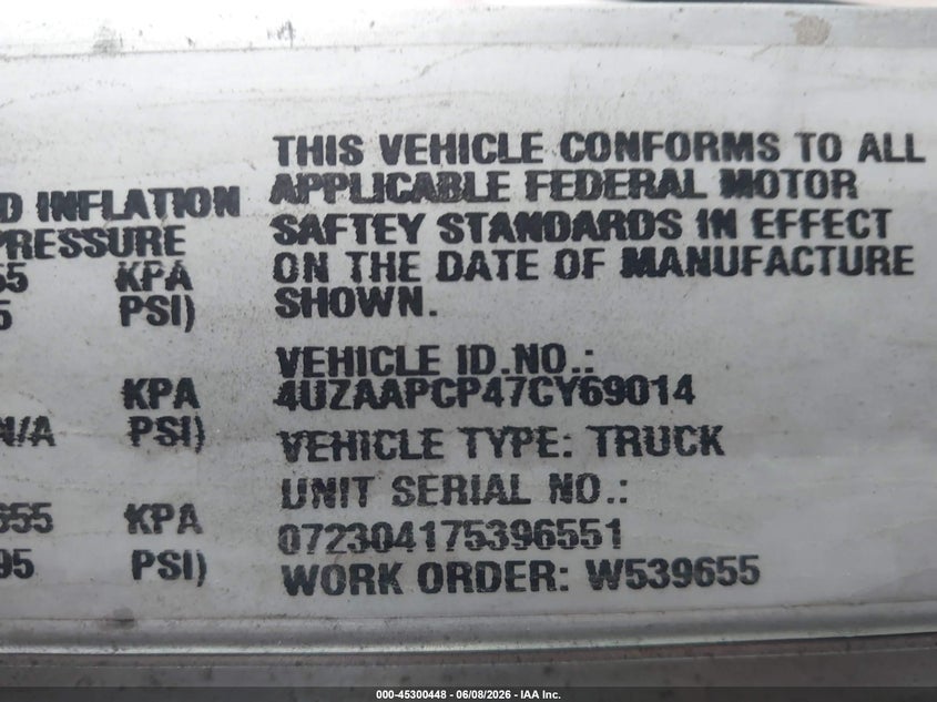 2007 Freightliner Chassis VIN 4UZAAPCP47CY69014 IAAI salvage auction — REAR END, Salvage (Minnesota), sold $675 on 2026-07-10 (photo 8)