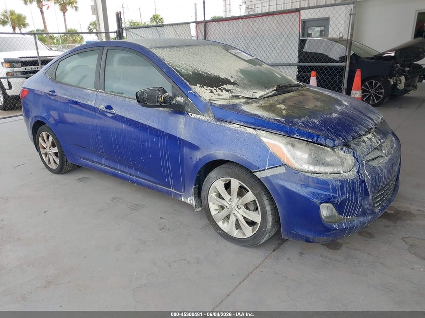 2014 Hyundai Accent VIN KMHCU4AE3EU608190 IAAI salvage auction — ENGINE BURN, Salvage Title, sold $350 on 2026-07-15 (photo 1)