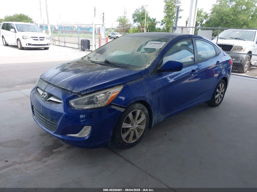 2014 Hyundai Accent VIN KMHCU4AE3EU608190 IAAI salvage auction — ENGINE BURN, Salvage Title, sold $350 on 2026-07-15 (photo 2)