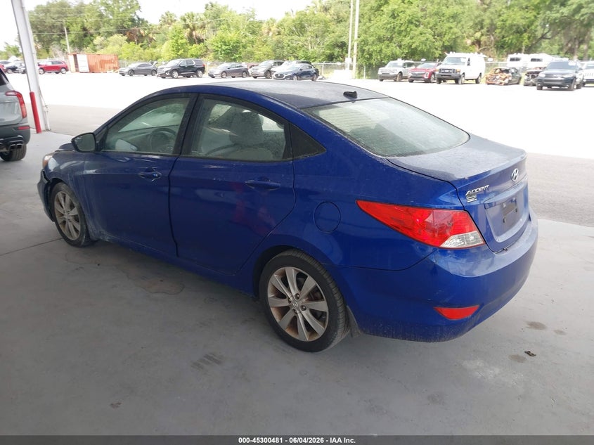 2014 Hyundai Accent VIN KMHCU4AE3EU608190 IAAI salvage auction — ENGINE BURN, Salvage Title, sold $350 on 2026-07-15 (photo 3)